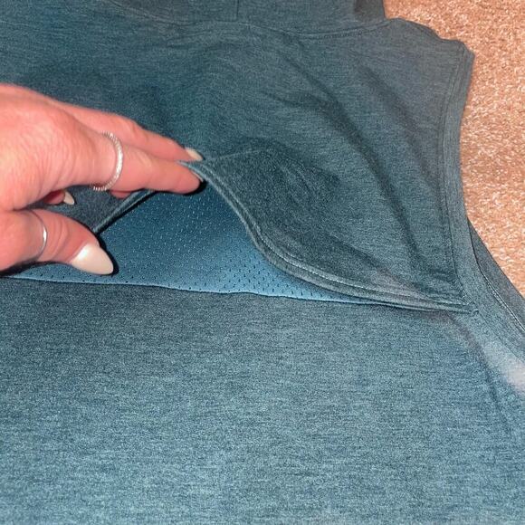 Under Armour tank top sweatshirt material forest green muck neck sleeveless SZ S - Picture 3 of 8